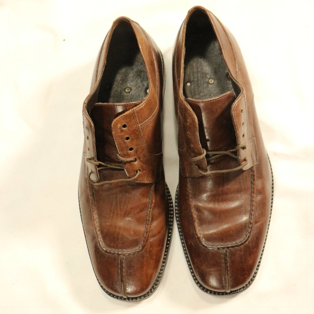 COLE HAAN Brown Leather Split Toe Loafers Sz 8 US Men - Picture 4 of 13